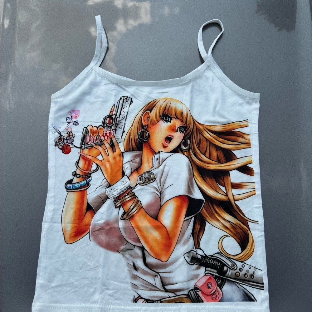 Graphic White Tank Top